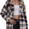 Women'S Casual Long Sleeve Button down Boyfriend Plaid Heavyweight Flannel Shirt Jacket Shacket